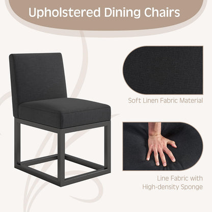 6-Piece Linen Dining Chairs Set - Black