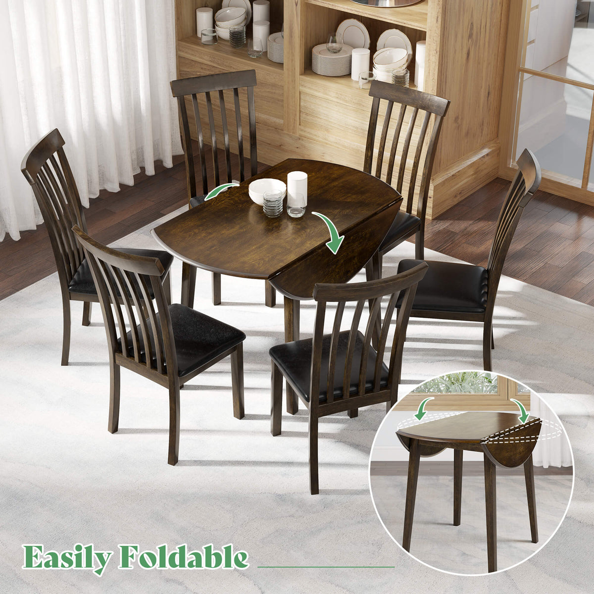 Century 7-Piece Solid Wood Dining Table Set