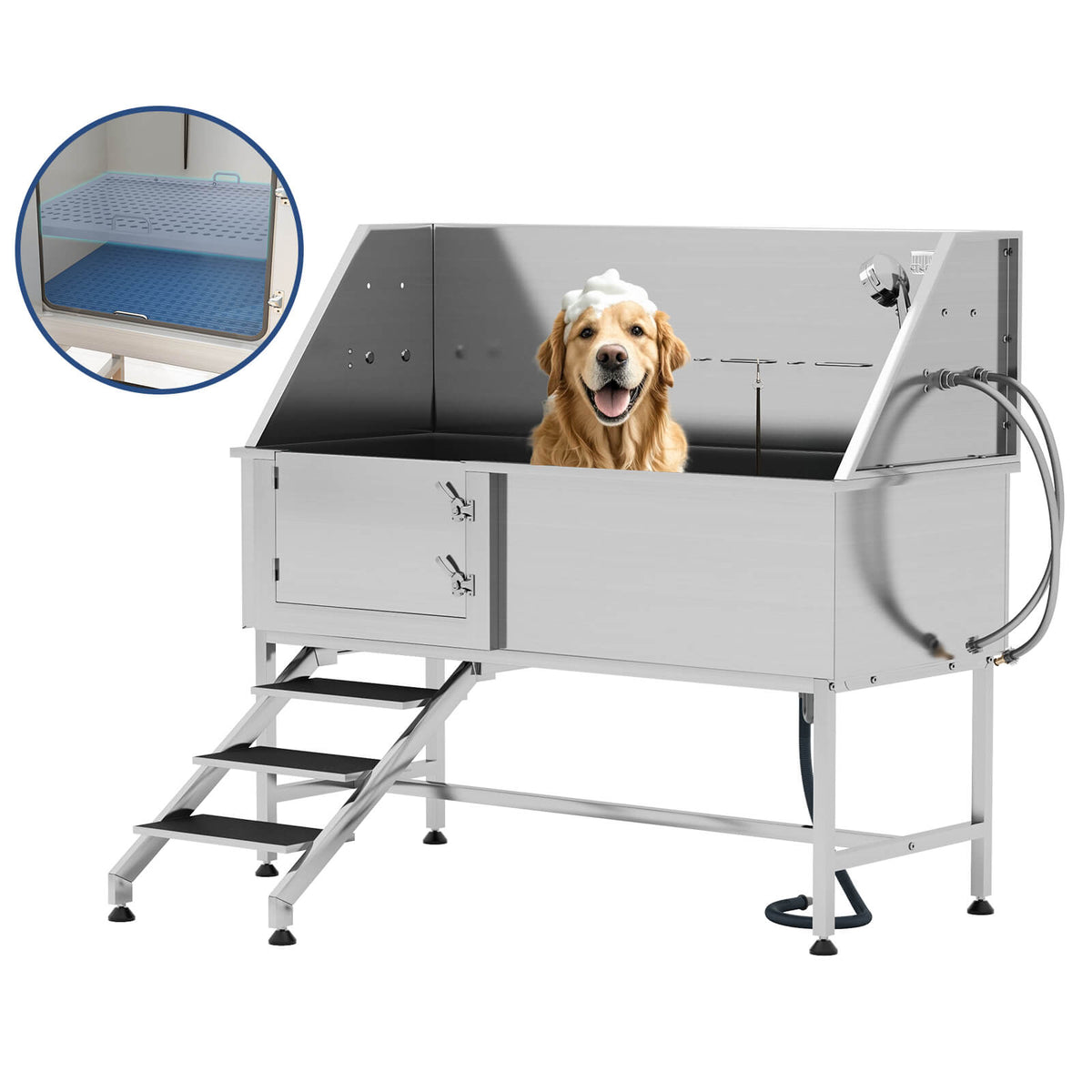 PawSpa Stainless Steel Dog Washing Station - Amerlife?-? 60-inch-Left-Ramp