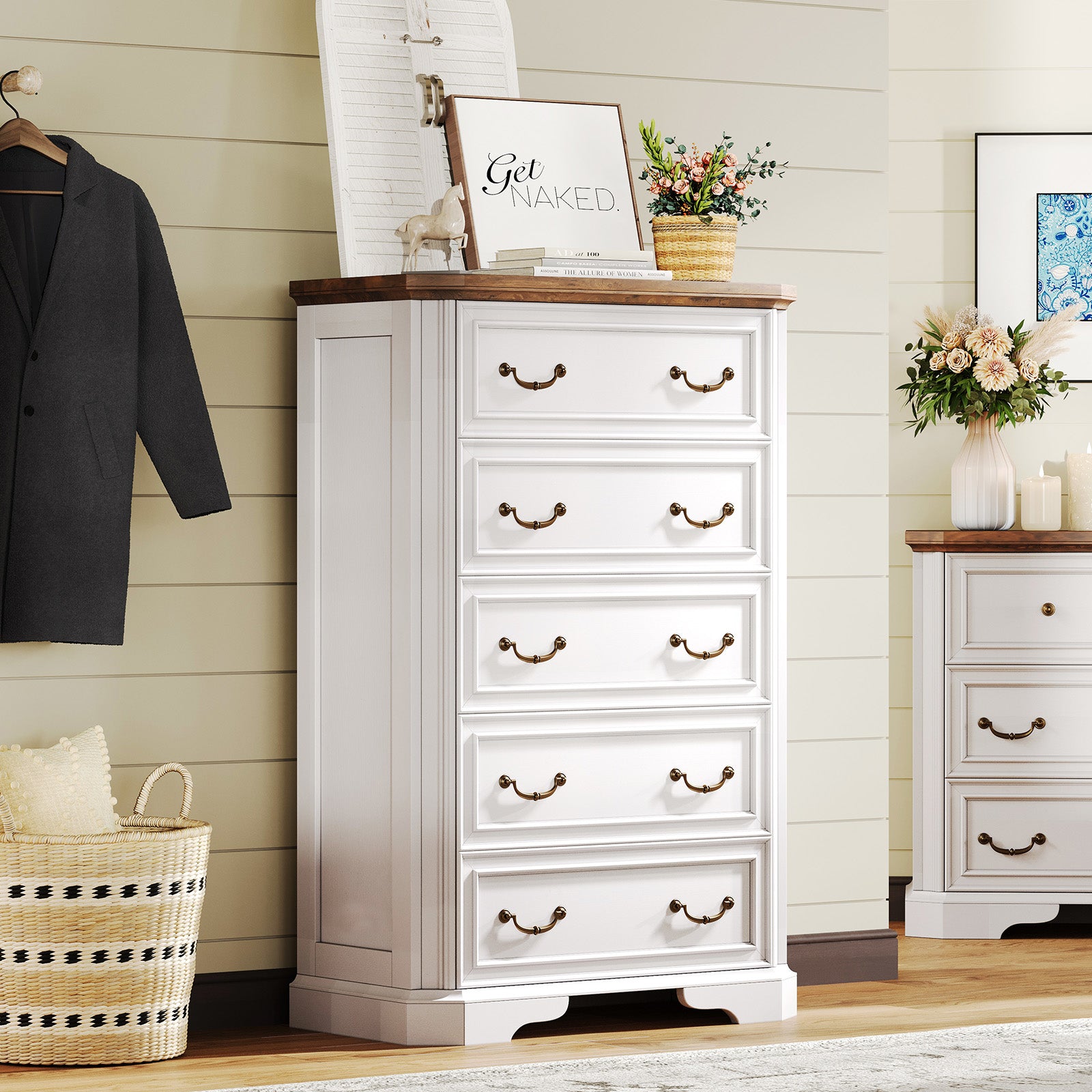 Somer 5-Drawers Dresser Bevel Shape - Antique White