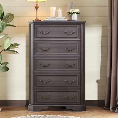 Somer 5-Drawers Dresser Bevel Shape - Golden Brown