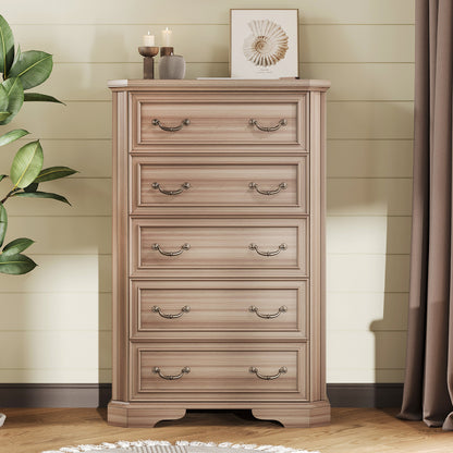 Somer 5-Drawers Dresser Bevel Shape - Grey Walnut