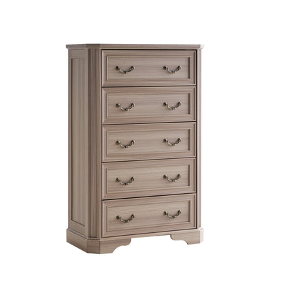 Somer 5-Drawers Dresser Bevel Shape - Grey Walnut