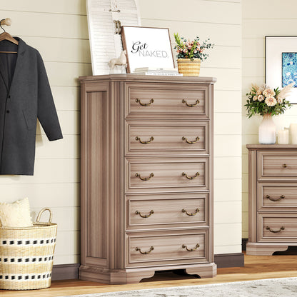 Somer 5-Drawers Dresser Bevel Shape - Grey Walnut