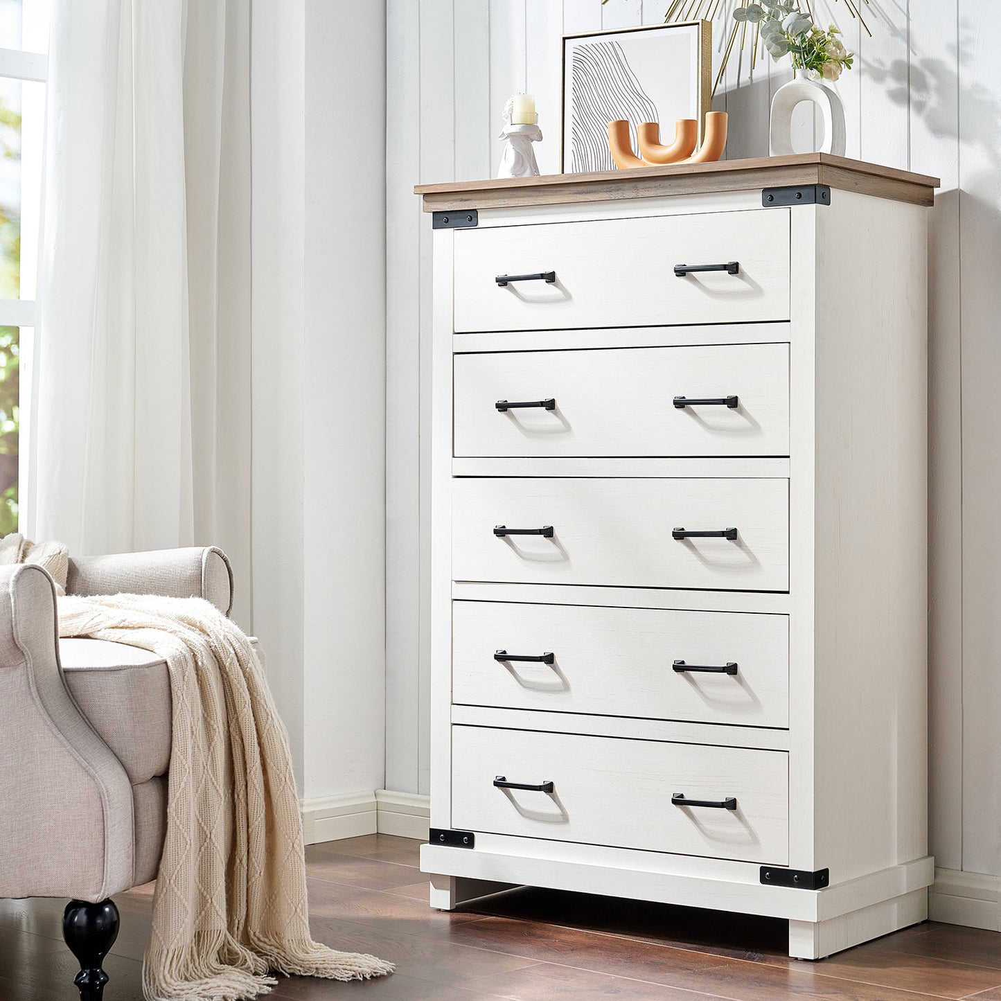 Quin 5-Drawers Dresser Antique White