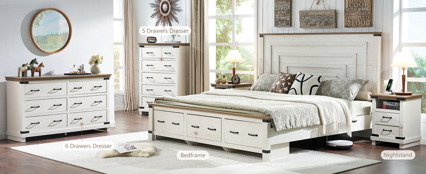 Quin 6-Drawers Dresser Antique White