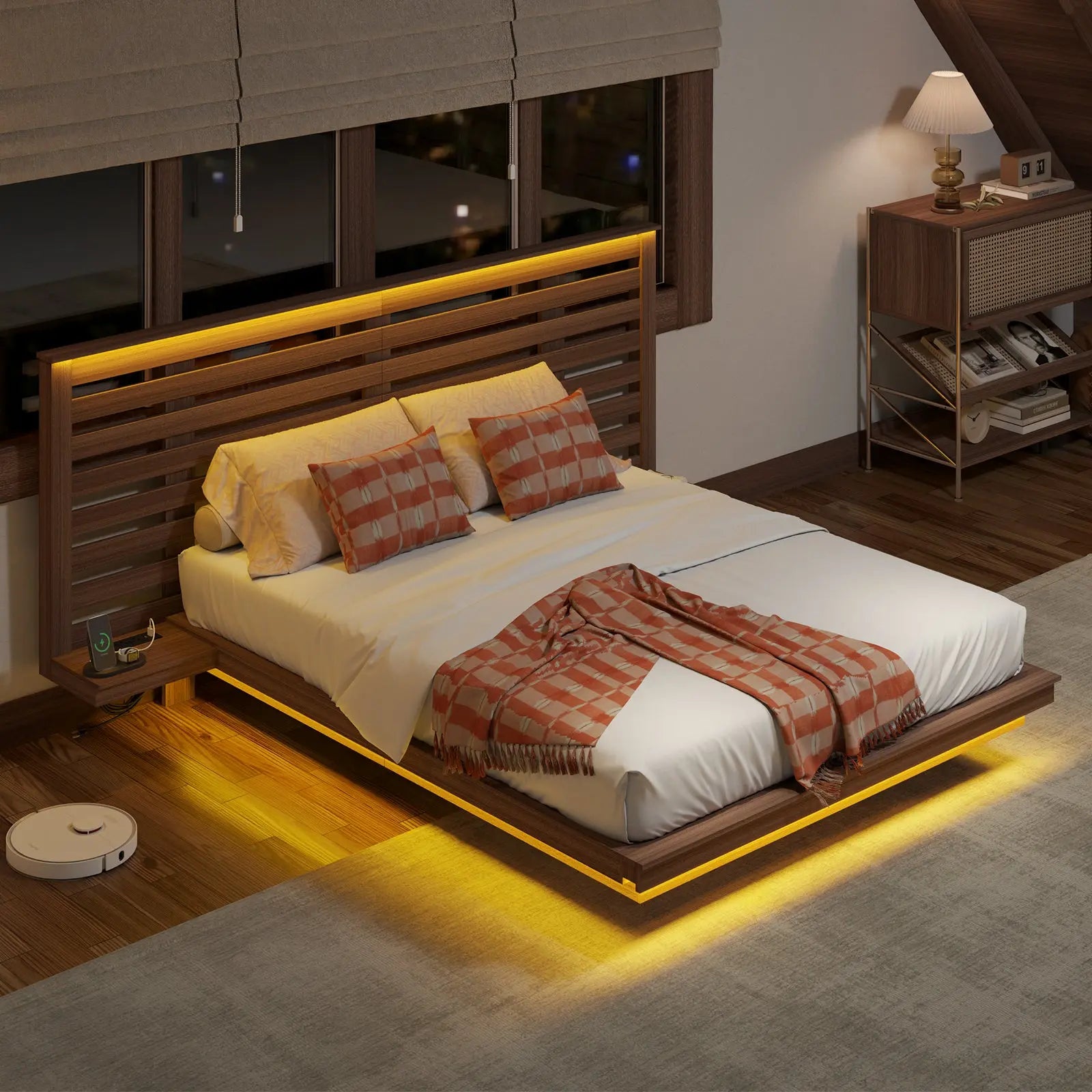 Driscoll Floating Bed Frame -Full / Rustic Grey