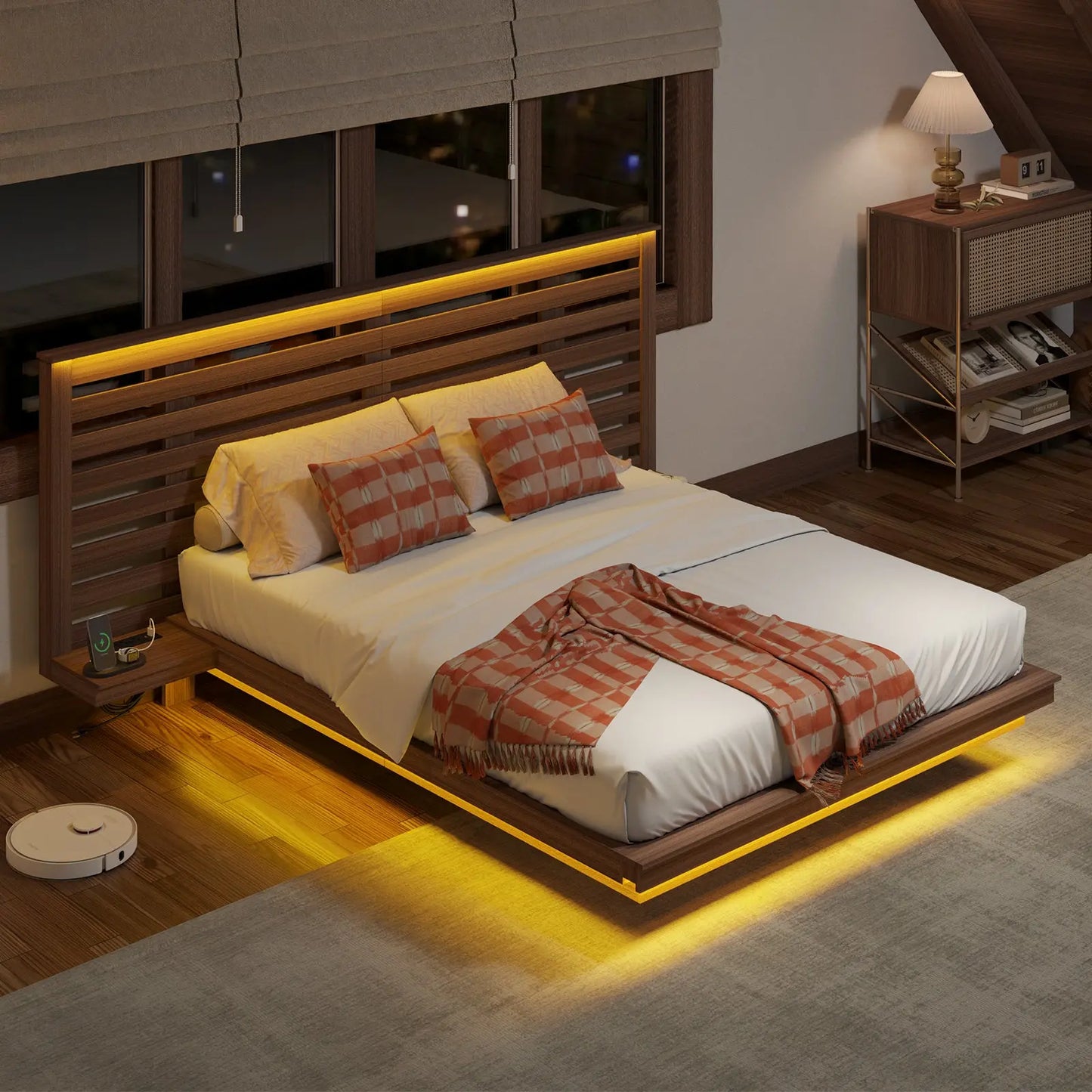 Driscoll Floating Bed Frame -Queen / Rustic Grey