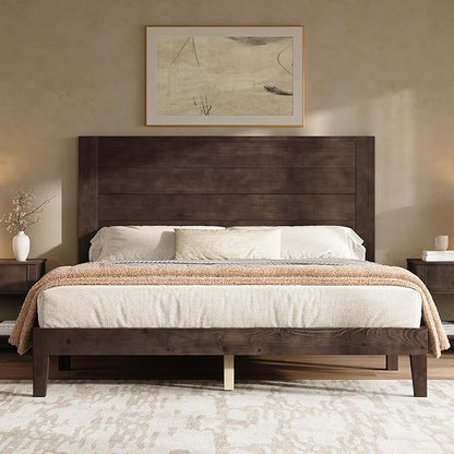Fremont Wood Platform Bed Full size Dark Walnut