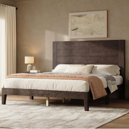 Fremont Wood Platform Bed Queen size Dark Walnut