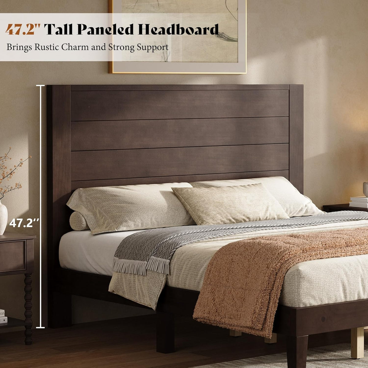 Fremont Wood Platform Bed Full size Dark Walnut
