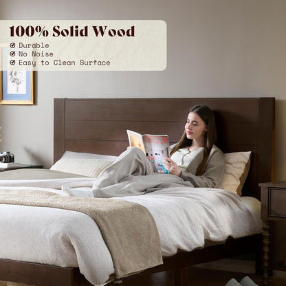 Fremont Wood Platform Bed Full size Dark Walnut