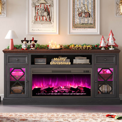 Liviana 70" Fireplace TV Stand - Espresso & Drak Grey