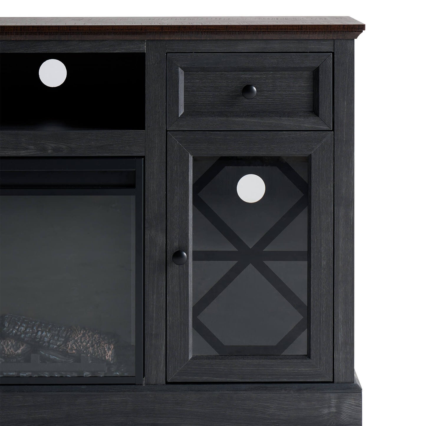 Liviana 70" Fireplace TV Stand - Espresso & Drak Grey