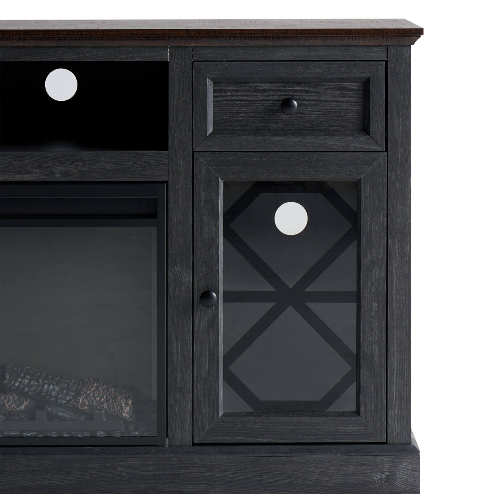 Liviana 70" Fireplace TV Stand - Espresso & Drak Grey