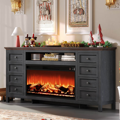 Shipston 70" Fireplace TV Stand - Espresso & Dark Gray