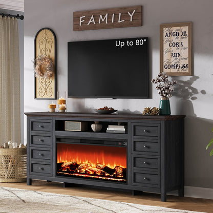 Shipston 70" Fireplace TV Stand - Espresso & Dark Gray