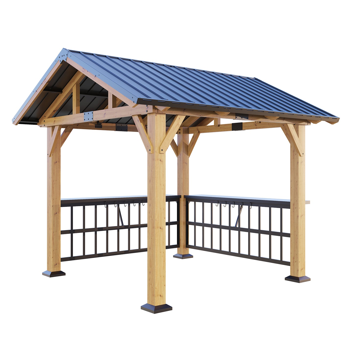 Everton Metal Steel Roof Wood Gazebo - Amerlife