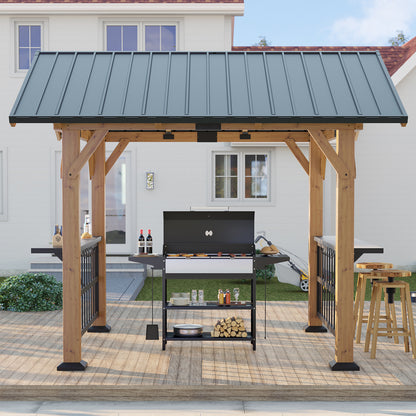 Everton Metal Steel Roof Wood Gazebo - Amerlife