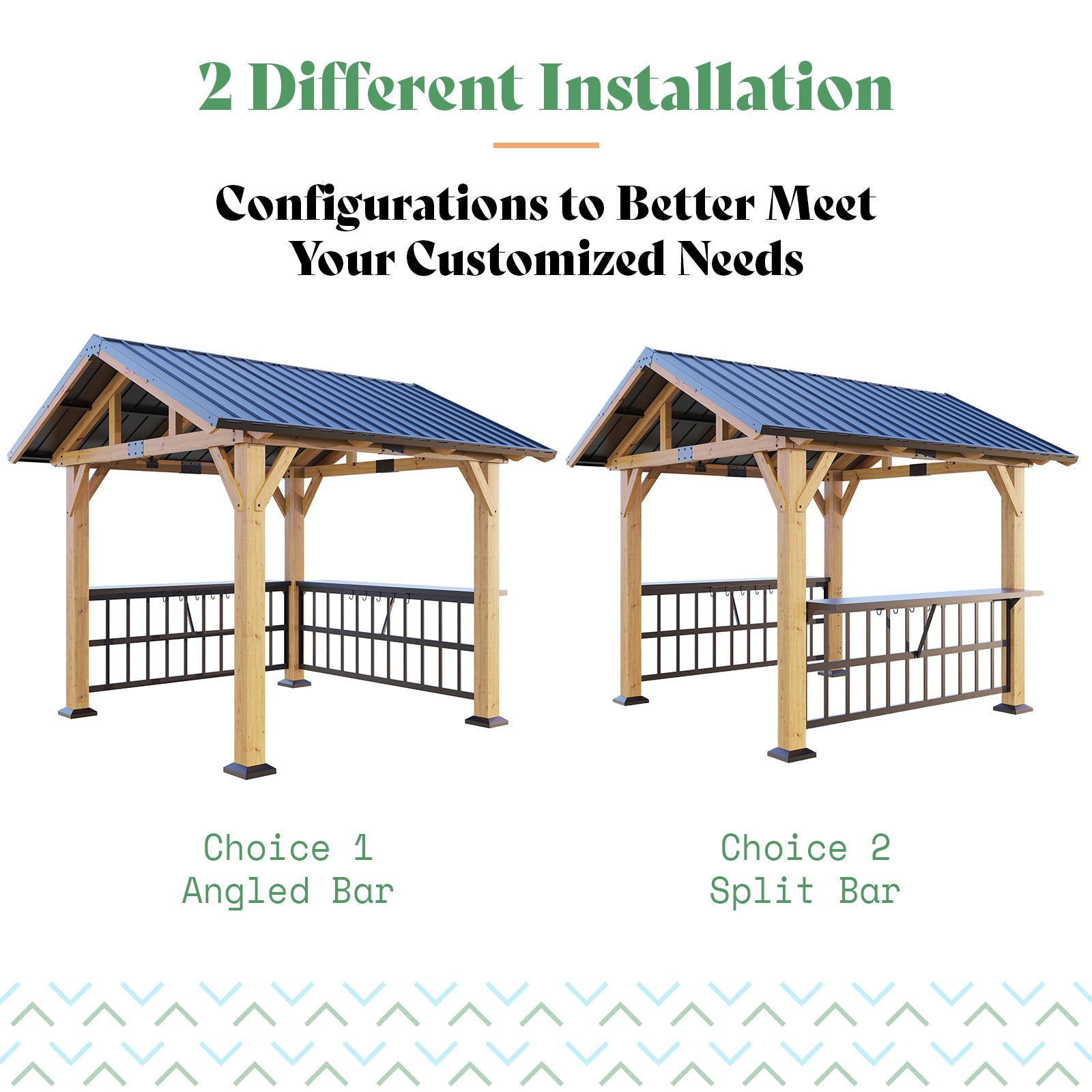 Everton Metal Steel Roof Wood Gazebo - Amerlife