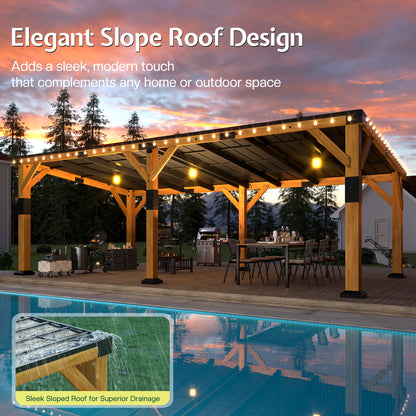 Cedar Wood Gazebo with Sloped Roof Amerlife 12x24x8.2 FT 