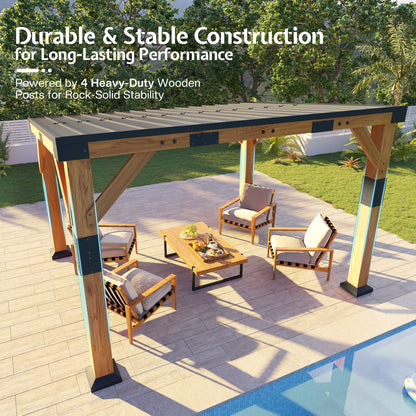 Cedar Wood Gazebo with Sloped Roof Amerlife 10x12x8 FT 