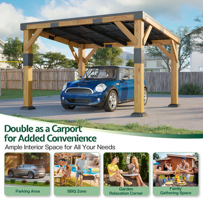 Cedar Wood Gazebo with Sloped Roof Amerlife 10x12x8 FT 