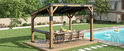 Bayshore Sloped Roof Gazebo with Bar Shelf - 10x14ft