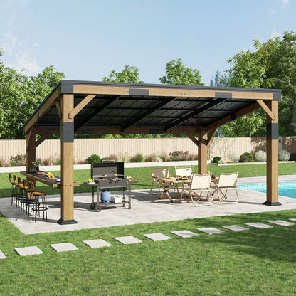 Bayshore Sloped Roof Gazebo with Bar Shelf - 10x14ft