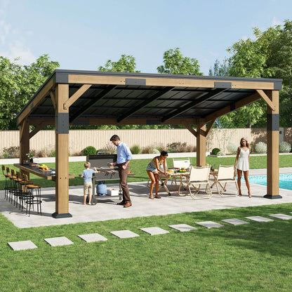 Bayshore Sloped Roof Gazebo with Bar Shelf - 10x14ft