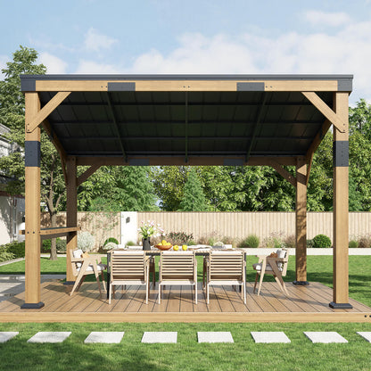 Bayshore Sloped Roof Gazebo with Bar Shelf - 10x14ft
