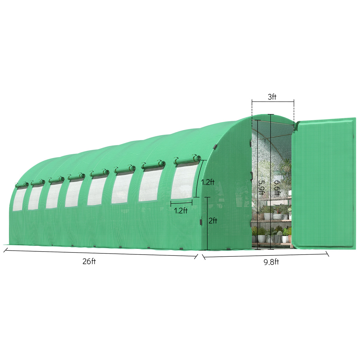 Everglade High Tunnel Greenhouse -26x10x7FT