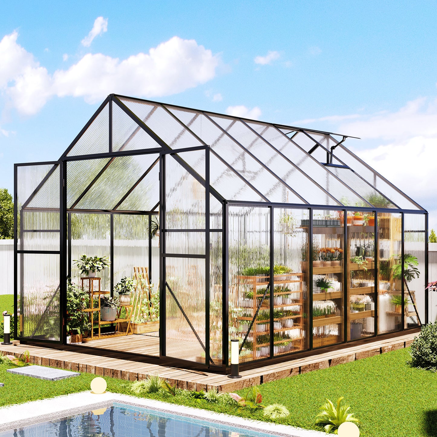 Verda Polycarbonate Greenhouse - 7.7x11.4x7.0 FT