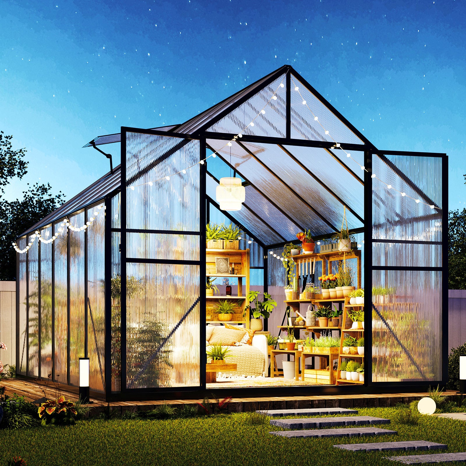 Verda Polycarbonate Greenhouse - 7.7x11.4x7.0 FT