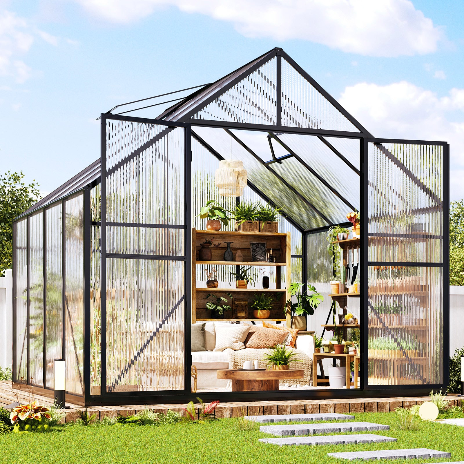 Verda Polycarbonate Greenhouse - 7.7x7.7x7.0 FT