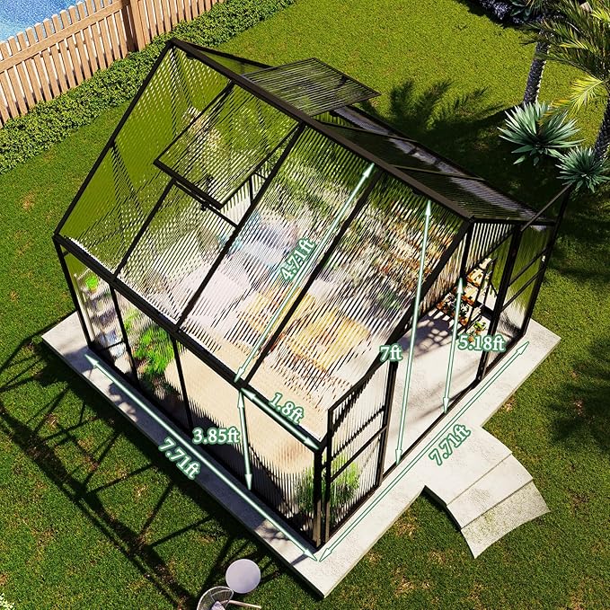 Verda Polycarbonate Greenhouse - 7.7x7.7x7.0 FT