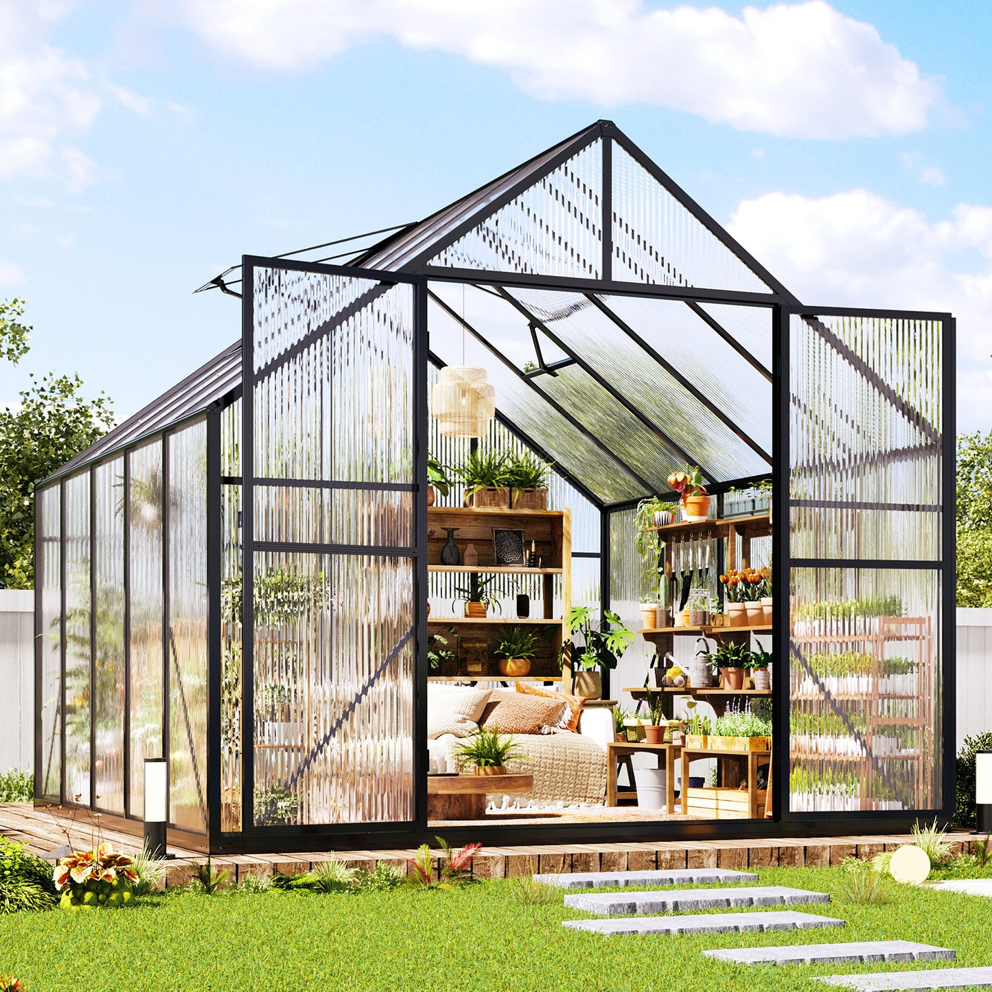 Verda Polycarbonate Greenhouse - 7.7x9.2x7.0 FT