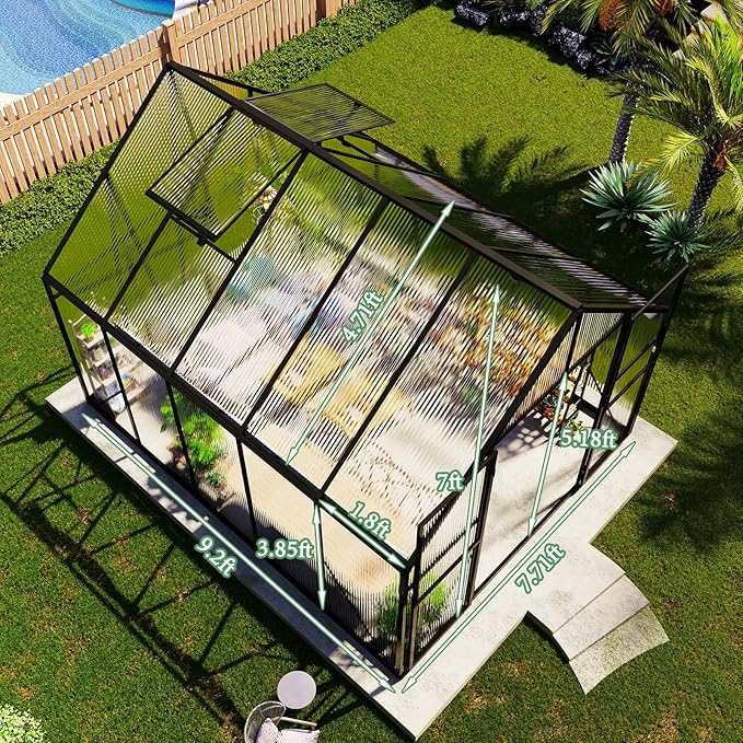 Verda Polycarbonate Greenhouse - 7.7x9.2x7.0 FT