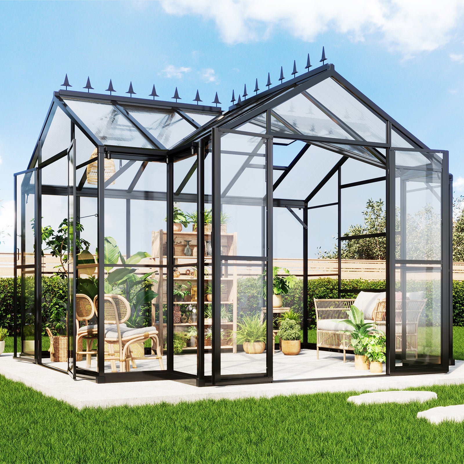 Sunlit Greenhouse with Quick Connector Amerlife 12x10x8 FT