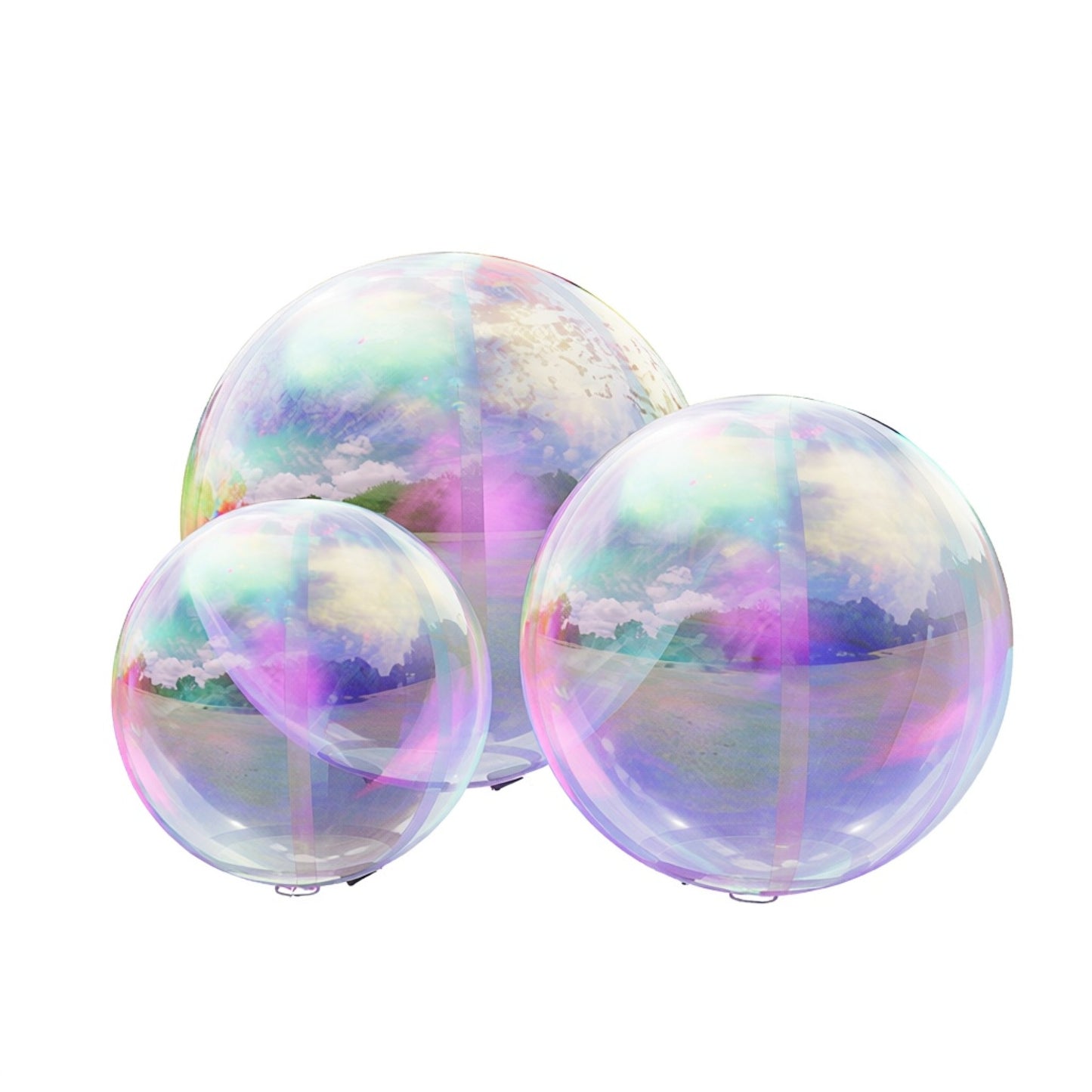 Vibe Reusable Inflatable Mirror Balls for Disco Parties & Events-4PCS-19.7"+31.5"+47.2"+59.1"-Iridescent