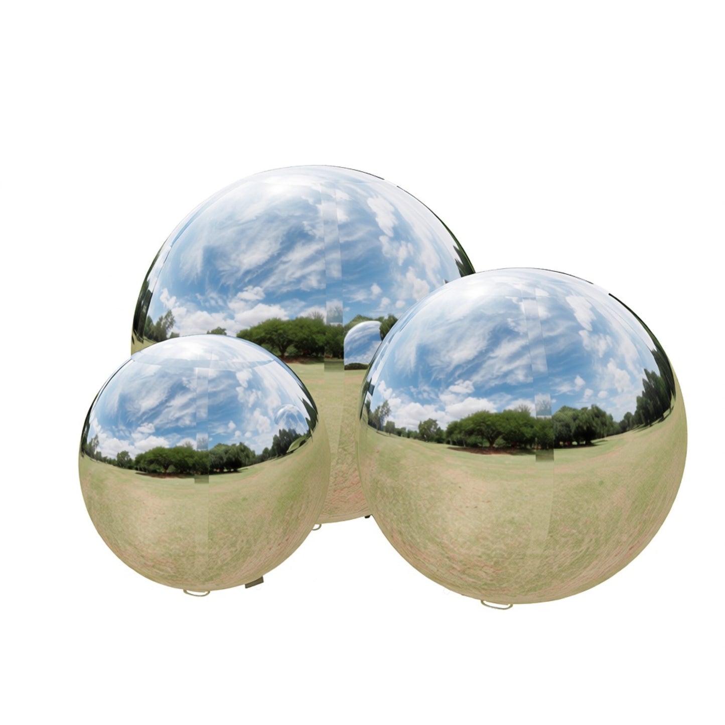 Vibe Reusable Inflatable Mirror Balls for Disco Parties & Events-3PCS-19.7"+31.5"+39.4"-Silver
