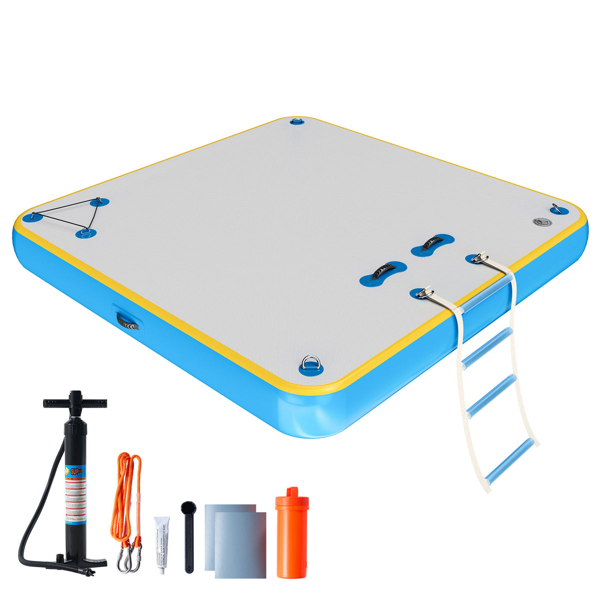 Ploov Inflatable Floating Dock - Regular / 6x6 FT / Blue & White