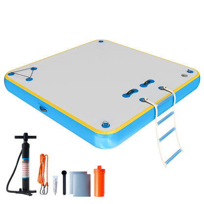 Ploov Inflatable Floating Dock - Regular / 6x6 FT / Blue & White