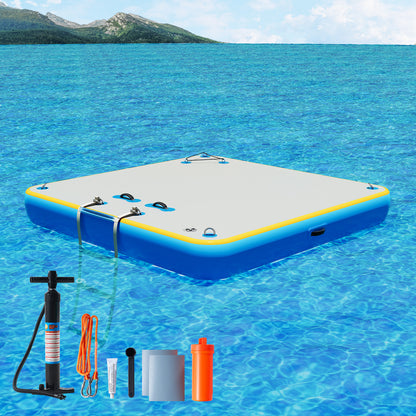 Ploov Inflatable Floating Dock - Regular / 6x6 FT / Blue & White