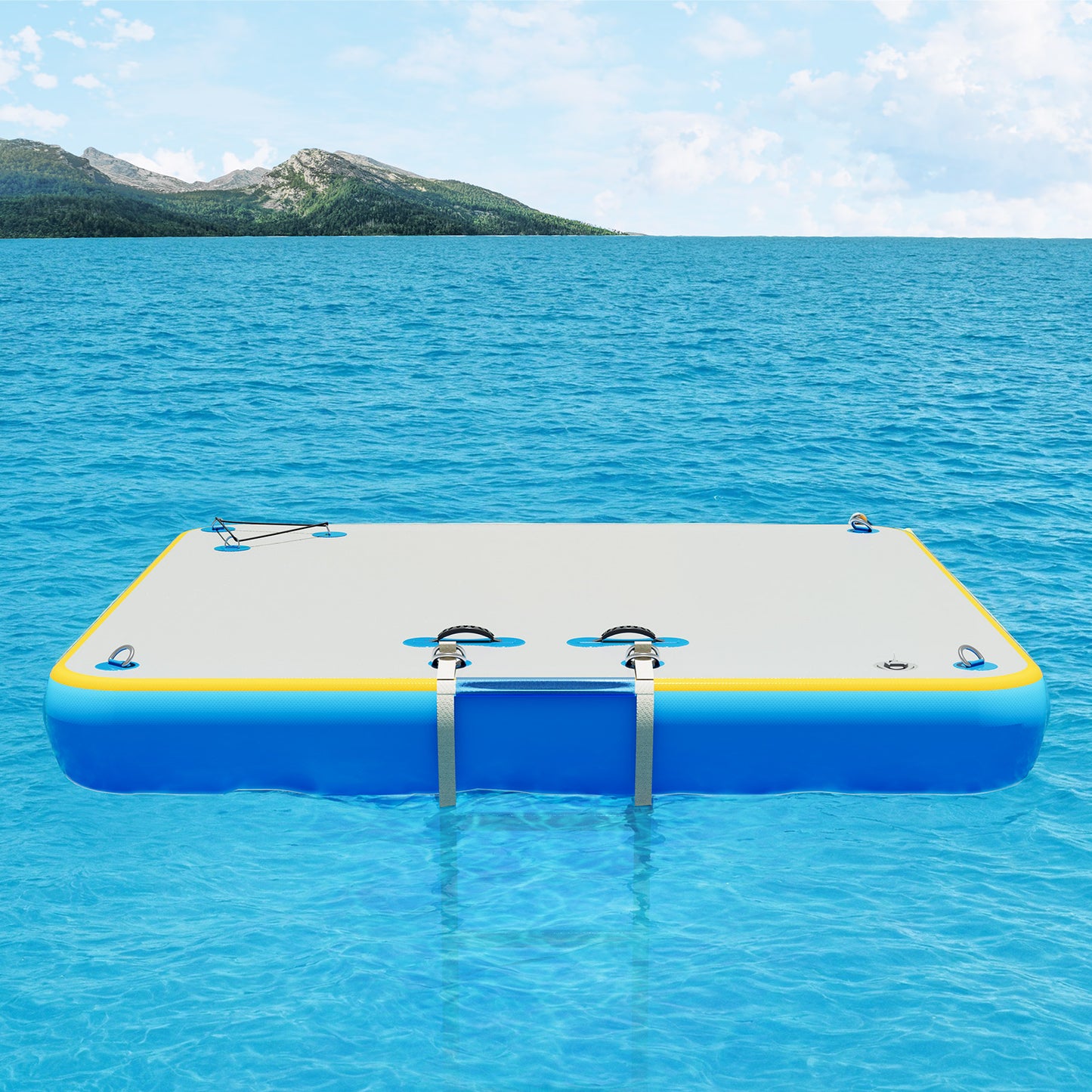 Ploov Inflatable Floating Dock - Regular / 6x6 FT / Blue & White