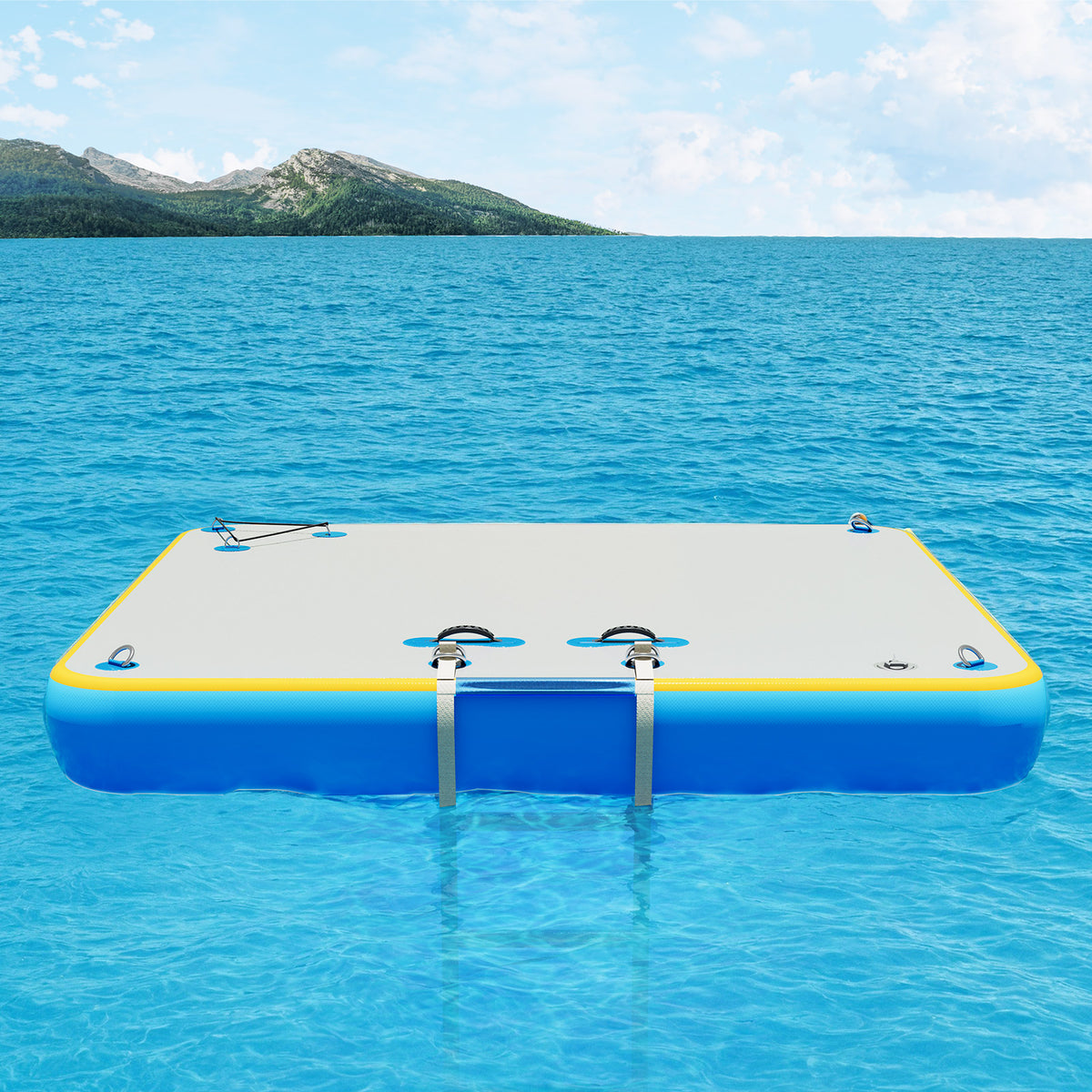 Ploov Inflatable Floating Dock - Regular / 6x6 FT / Blue & White