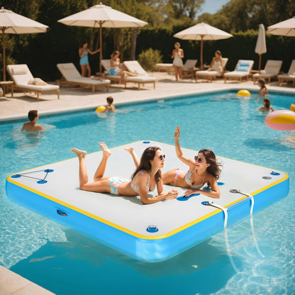 Ploov Inflatable Floating Dock - Regular / 6x6 FT / Blue & White
