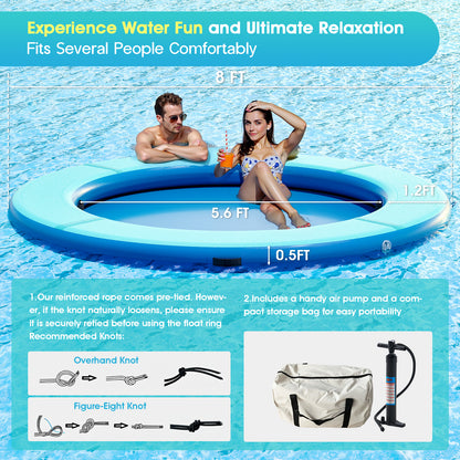Nixie Inflatable Water Hammock-8*8FT / Circle / Green+Blue
