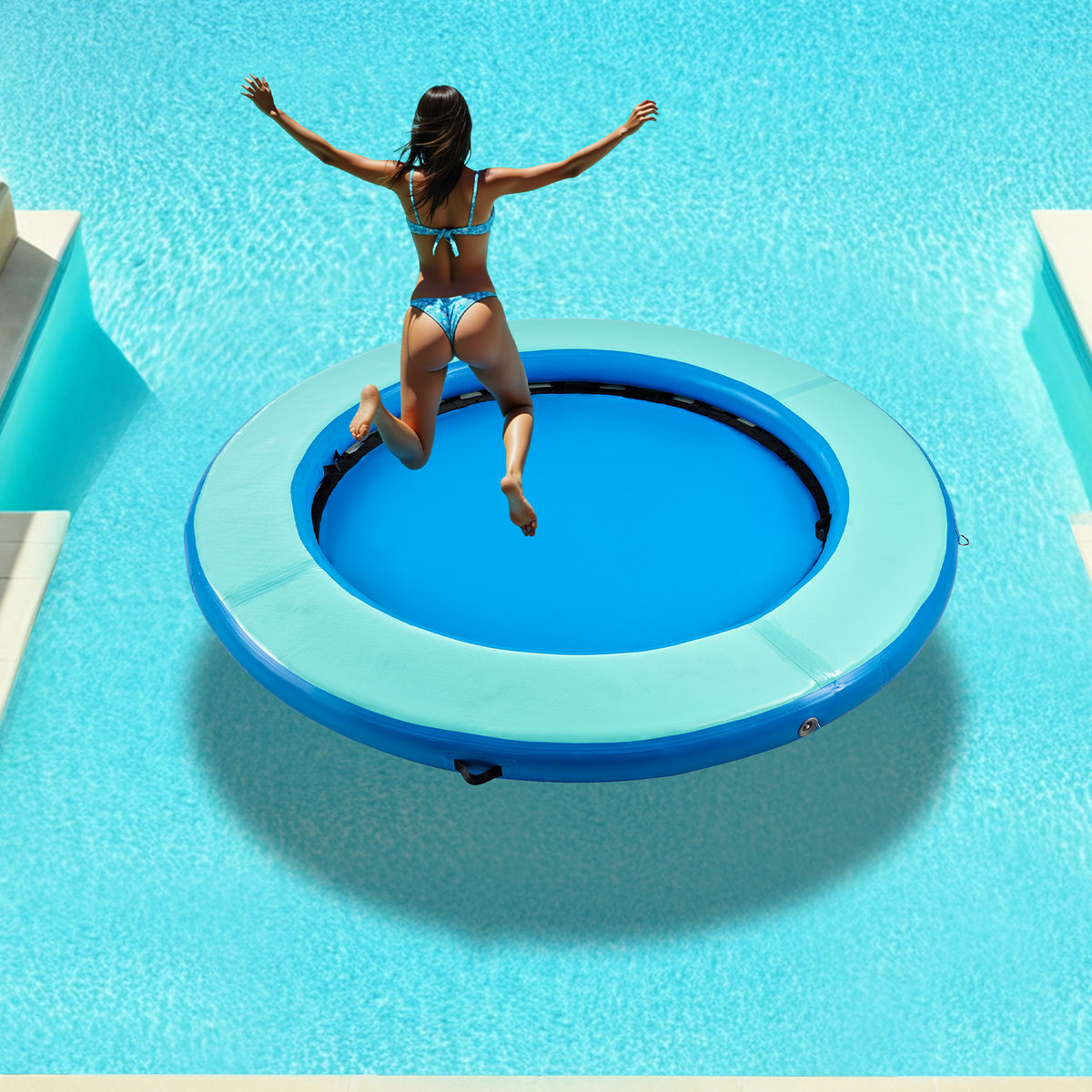 Nixie Inflatable Water Hammock-8*8FT / Circle / Green+Blue