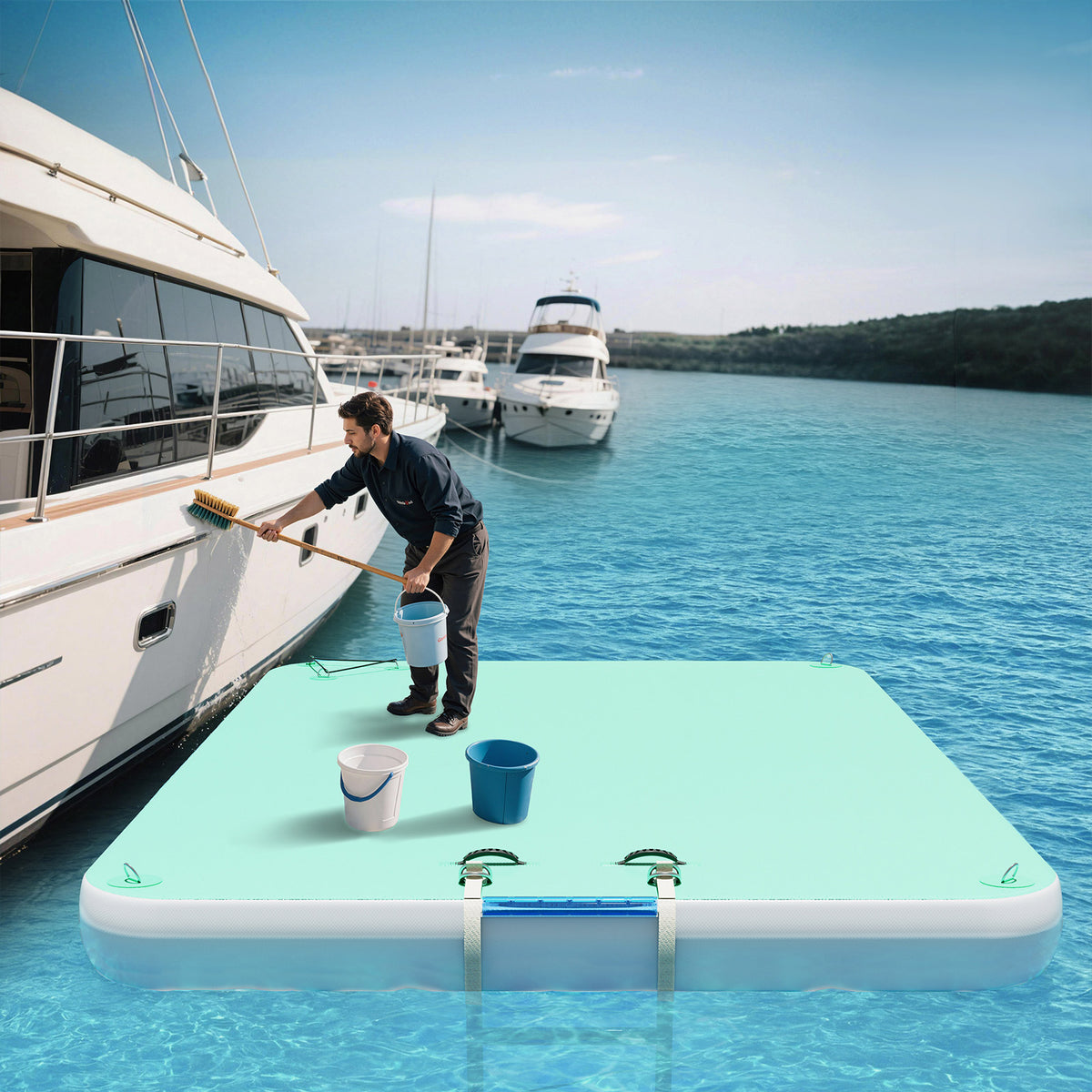 Ploov Inflatable Floating Dock - Regular / 10x6 FT / Green